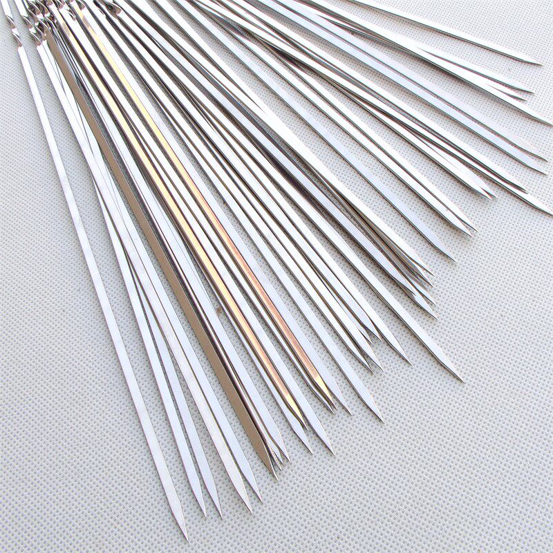 304食品级不锈钢烧烤签子扁签羊肉串烤串圆钢签烤肉针商用厂家