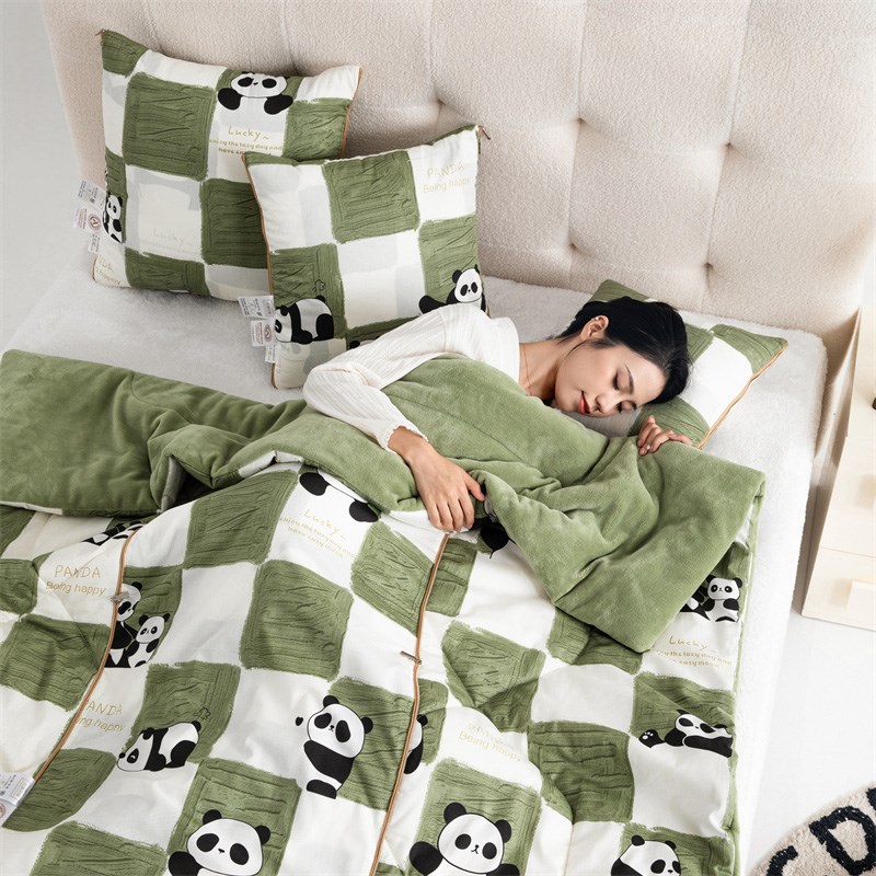 A类全棉牛奶绒两用抱枕被子加厚汽车靠垫办公室沙发午睡枕头毛毯