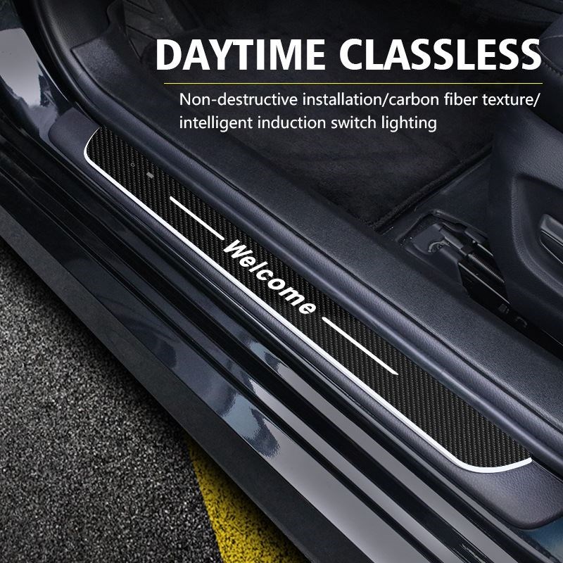 生产汽车迎宾踏板灯led流光碳纤门槛灯条车门迎宾灯免接线