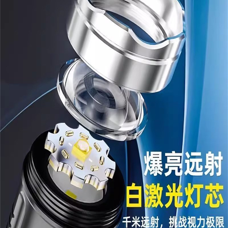 led特种兵户外强光手电筒便携充电超亮家用变焦疝气灯聚光灯远射