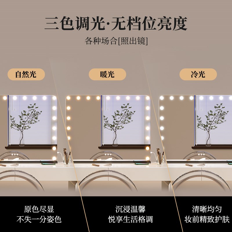 专业化妆镜台式桌面led带灯泡美容院大梳妆镜子影楼化妆师美妆镜