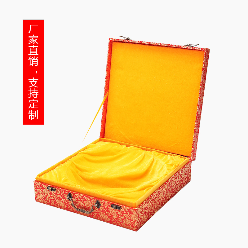 高档复古陶瓷装饰盘锦盒平安x扣茶饼玉器玉石玉扣盒摆件礼品包装