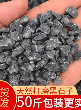 黑色砾石水洗石日式庭院枯u山水碎石子深灰色洗米石子黑色石子石