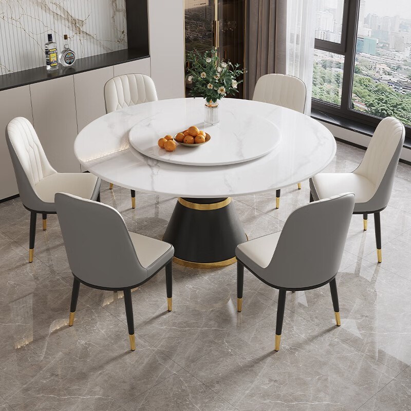岩板餐桌椅组合2025新款轻奢现代简约I家用圆桌大理石餐饮商用饭