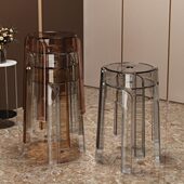 叠放塑料凳子透明风车轻奢餐椅椅子家用可简约客厅圆凳亚克力板凳