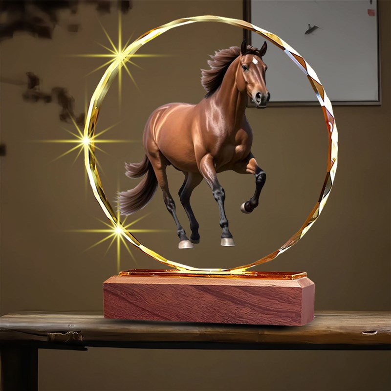 骏马生肖水晶摆件家居饰品桌面y客厅酒柜办公室送礼高档寓意工艺