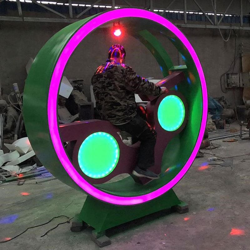 不锈钢动感自行车 景区互动脚踏发光喷泉单车装S置 健身娱乐器材