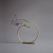 北欧简约禅意摆设插花花瓶黄铜创意桌面摆件样板房花器家居装 饰