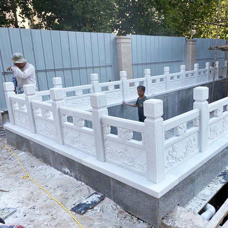 石雕栏板 汉白玉石桥栏杆 大理石护栏 I学校石材旗台 河道护栏栏