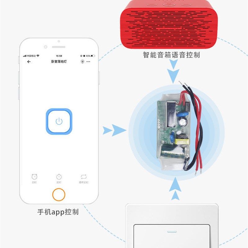 易微联单火线wifi智能开关天猫精灵小爱小度语音控制改装无线模块