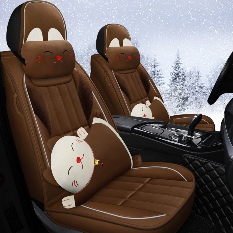 冬季汽车坐垫毛绒全包围座套女神新款小车座垫短毛保暖座椅套