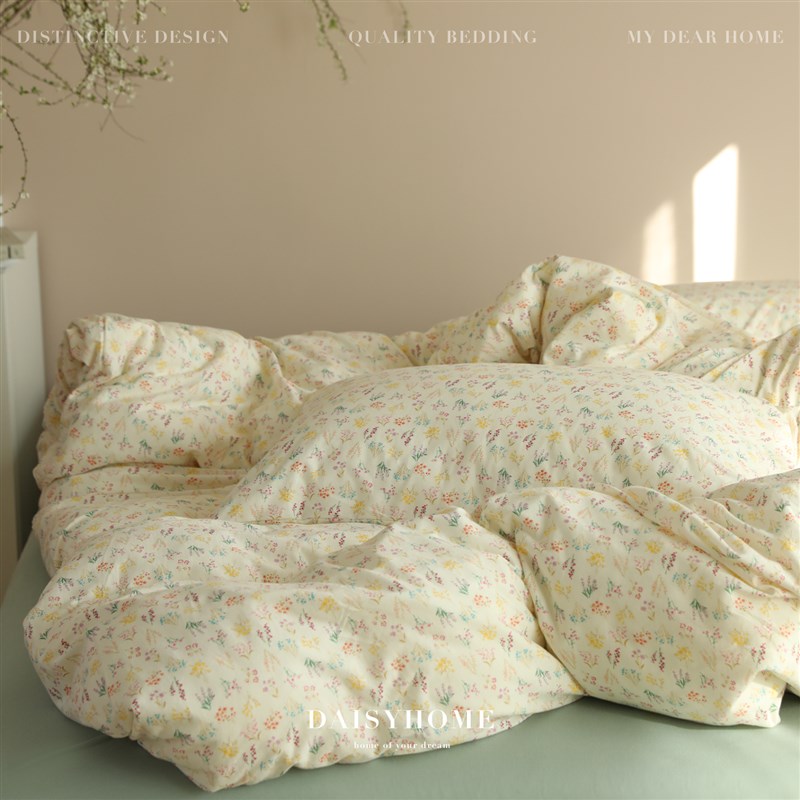 米兰春天碎花针j织棉全棉A类软糯亲肤四件套北欧风简约床上用品