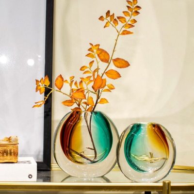 木南家居轻奢北欧彩霞花瓶琉璃水培手工电视柜餐桌家居插花花器