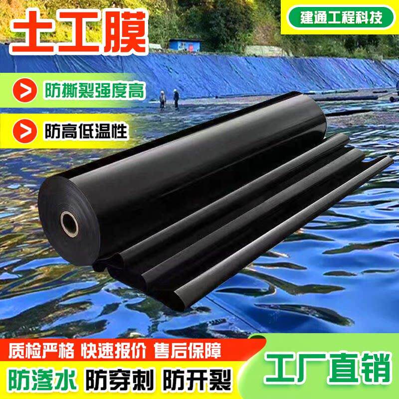 鱼塘防渗膜蓄水池防水防渗土工膜人工湖填埋场黑色防水布加厚地膜