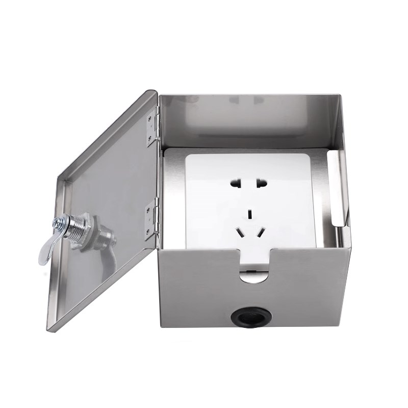 *充电桩配电箱带锁86插座锁盒室外充电防水防盗不V锈钢刚性防护盒