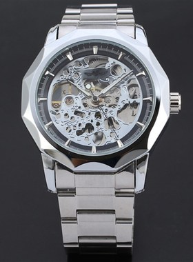 WIE者 金属k机械镂空条钉刻度全自动机械 D162