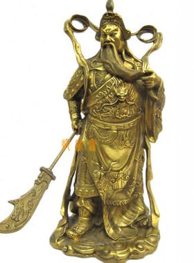 纯铜制武财神关公关圣帝神像关二爷站像铜像关羽关云长伽蓝菩萨