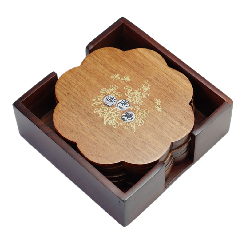 实木碗垫 盘垫 越南花梨t木特大号实木碗垫防烫隔热家用餐桌垫包