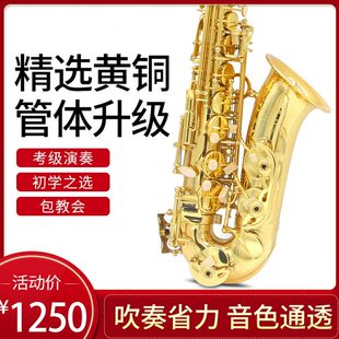 新宝萨克斯乐器中音降E调弯管萨克斯风黄铜初学业余专用AS200型