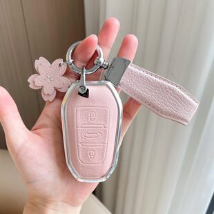 适用标致5008钥匙套408X车简约2008真皮全包壳3008女5008扣铝合金