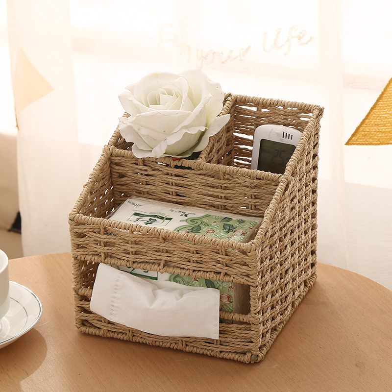 创意遥控器收纳盒手机抽纸收纳篮客厅杂物收纳筐零食钥匙储物盒子
