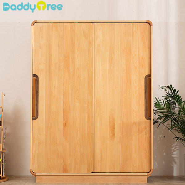 实木衣柜儿童榉木全移门大容量衣橱推简约现代双门收纳储物整墙柜