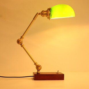 中古风书房怀旧绿色酒吧高级氛围灯 老上海民国全铜个性复古台灯