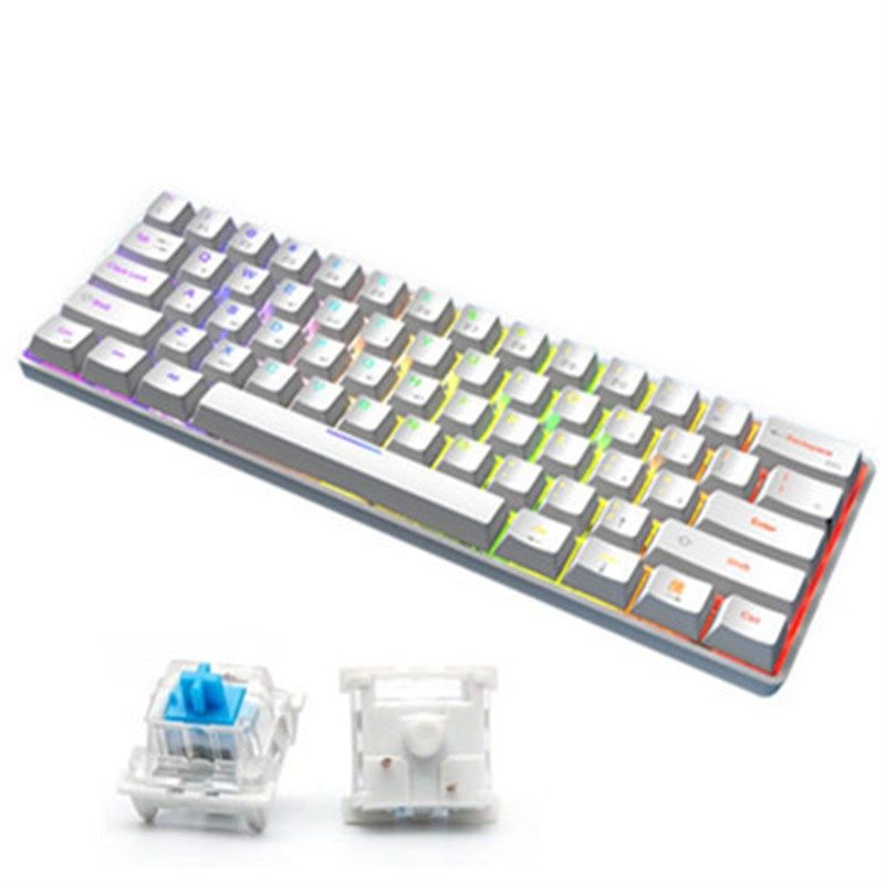 俄文机械键盘61键跨境新款现货有线蓝牙无线电脑笔记本游戏键盘