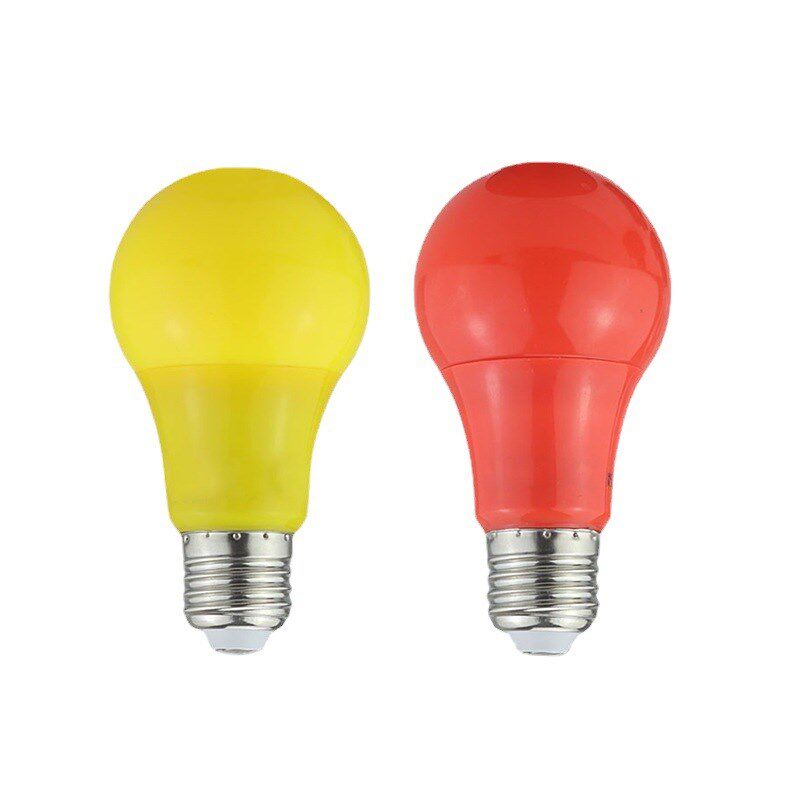 低压彩色led塑包铝球泡 12V24v36伏48V60V红色光黄色光led灯泡