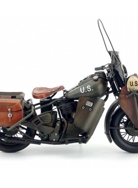 复古创意铁艺欧式装饰摆设美国哈雷WLA型摩托车模型家居饰品礼物