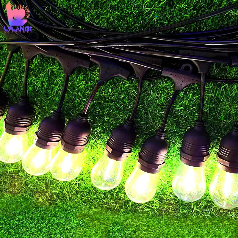 S14灯串户外防水 E27插电灯泡串 太阳能农场天幕山庄营地庭院吊灯