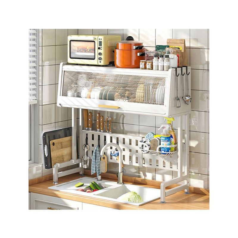 洗菜池储物柜沥水架 可拆卸带门碗盘收纳金属架厨房水槽置物架