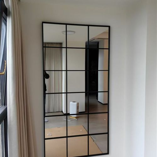 墙上装饰格子镜简约客厅壁挂贴墙全身镜落地穿衣镜子服装店试衣镜