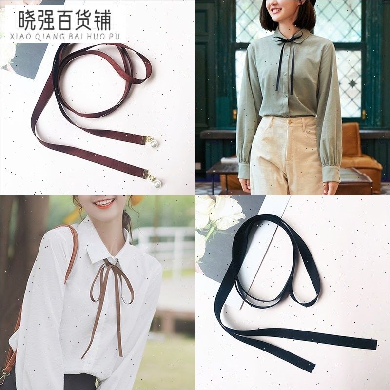 手打结领结女衬衫领口装饰纯色蝴蝶结飘带丝带领带衬衣衣领配饰图片