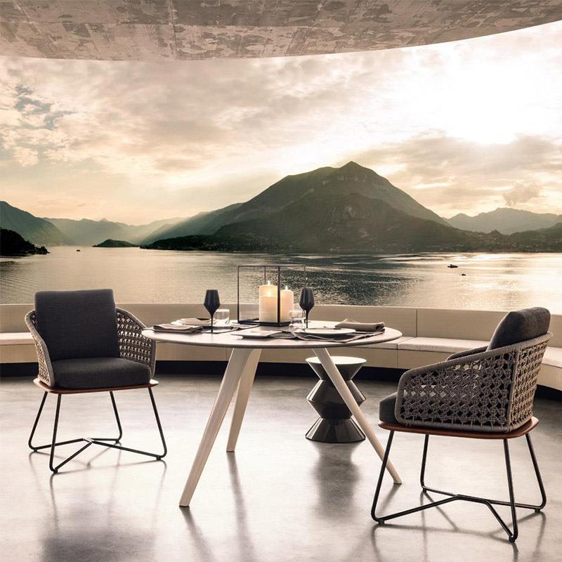 户外沙发庭院柚木藤沙发组合防水别墅露天阳台藤编家具庭院阳台