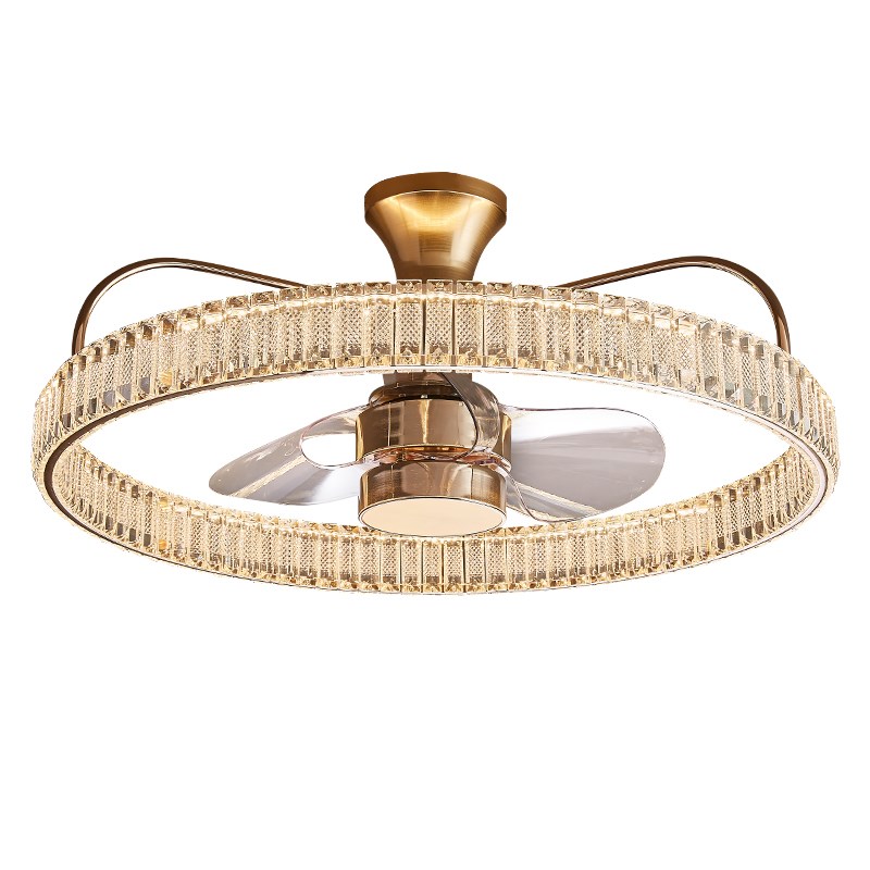 摇头风扇灯客厅餐厅简约轻奢水晶主卧室灯书房隐形Y吊扇吸顶灯