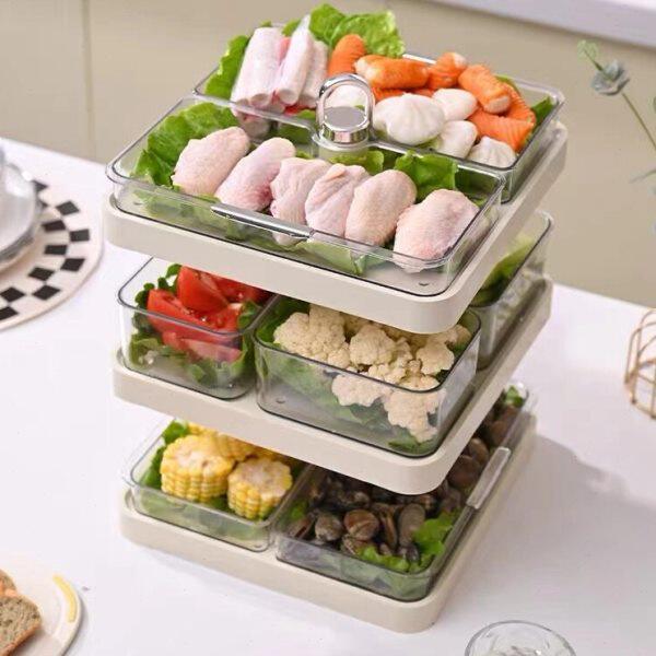 火锅配菜盘多层火锅盘家用备菜盘厨房多功能专用菜盘子托盘神器