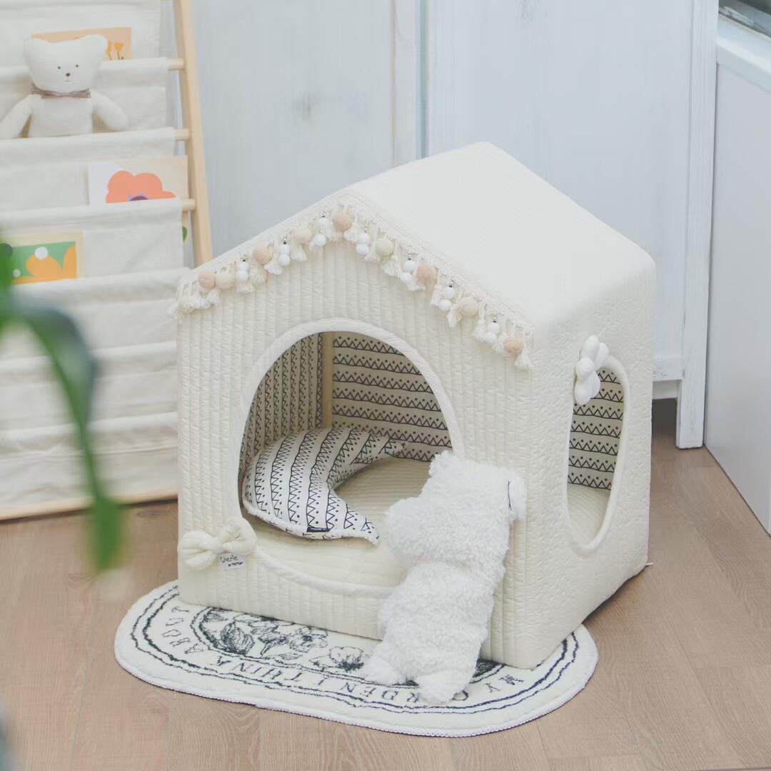 petman室内狗屋半封闭狗窝猫窝小型犬别墅狗房子可拆洗宠物帐篷窝