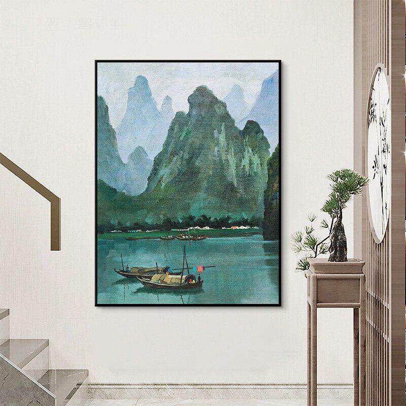 吴冠中新中式桂林山水风景名画临摹玄关装饰画茶室书房客厅挂画