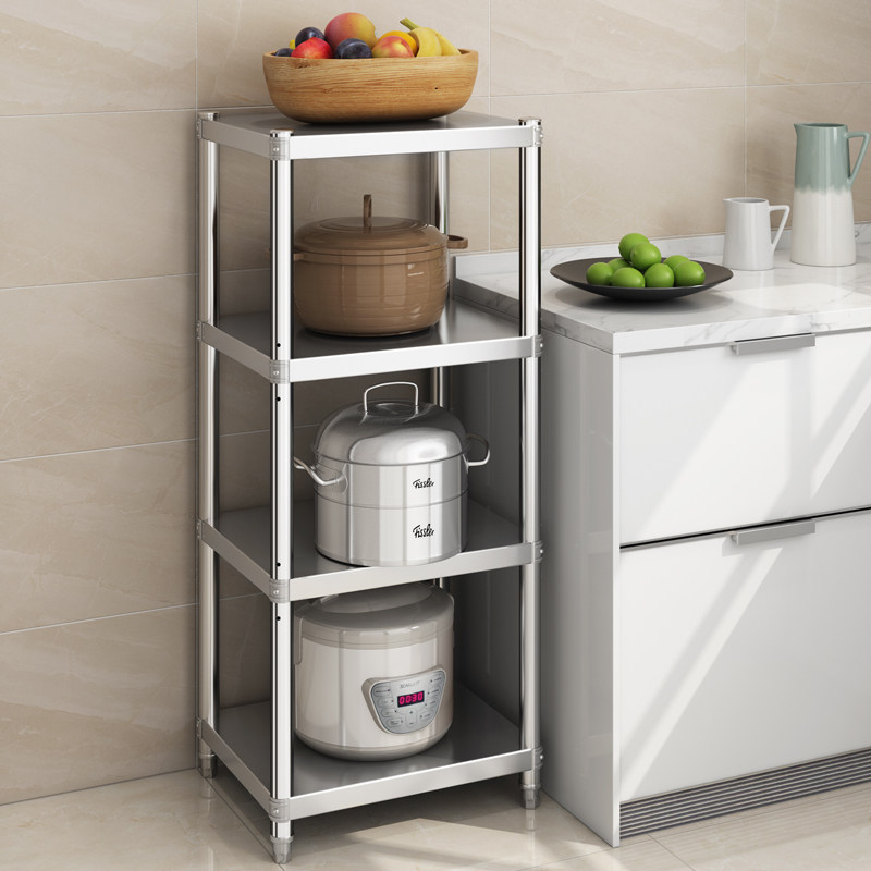 家用35cm宽不锈钢夹缝置物架四层锅架微波炉架40/45/50多层收纳架