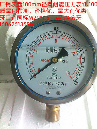 耐震压力表YTN100,YN100 0-0.6,1,1.6,2.5,4,6,10,16,25,40,60MPA