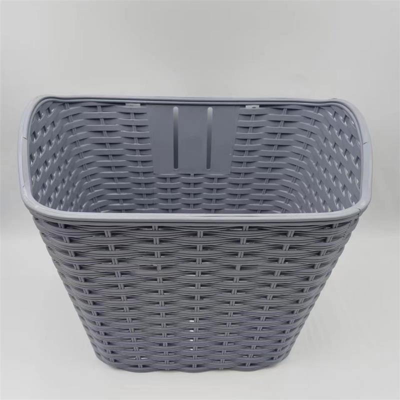 电动车后置车筐j藤编储物挂包大容量收纳箱放头盔带盖自行车篓