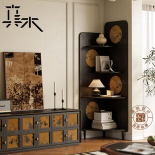 真木良造/ 画屏法式复古风实木三角柜转角置物架墙角柜卧室新中式
