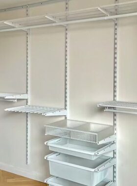 白色置物网格架组装衣柜挂衣托臂支架配件勾 AA柱开放式金属衣柜