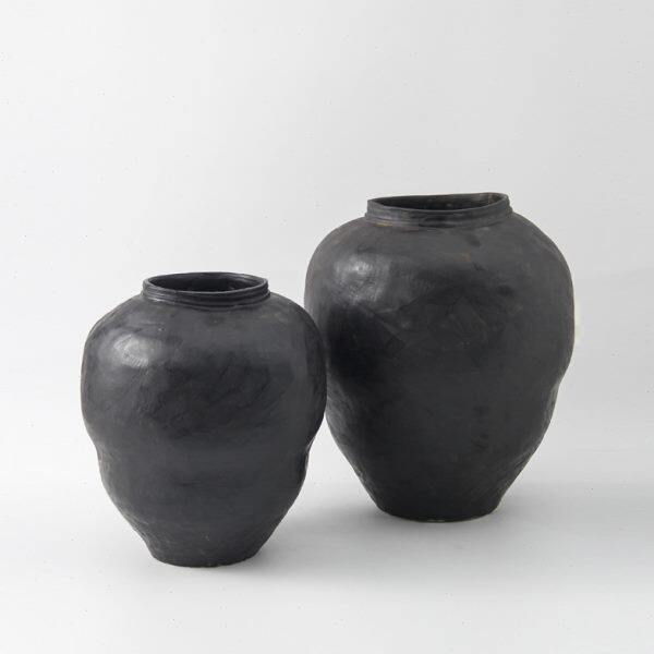 侘寂风新中式陶瓷大花瓶落地花器黑色白色电视柜装饰品干花插摆件