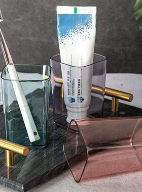 日式漱口杯洗漱杯创意情侣刷牙杯子卫生间塑料透明杯创意可爱口杯