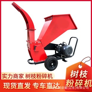 移动式枝条粉碎机多功能果园绿化树木双进料口木材物料小型碎枝机