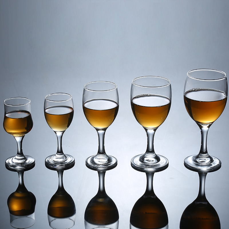透明玻璃白酒杯家用特小号敬i酒杯六只套装高脚烈酒杯30ml酒杯子