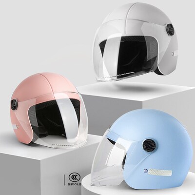 电动车头盔防雾镜片秋冬季保暖新国标3C认证女士四季半盔摩托车男