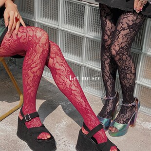 袜盛开 SEE 小众彩色连裤 鲜花纯色蕾丝网袜辣妹丝袜 秋季 LET
